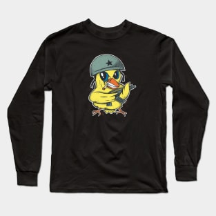 War Chick Soldier Funny Military Grunge Chicken Lover Gamer Long Sleeve T-Shirt